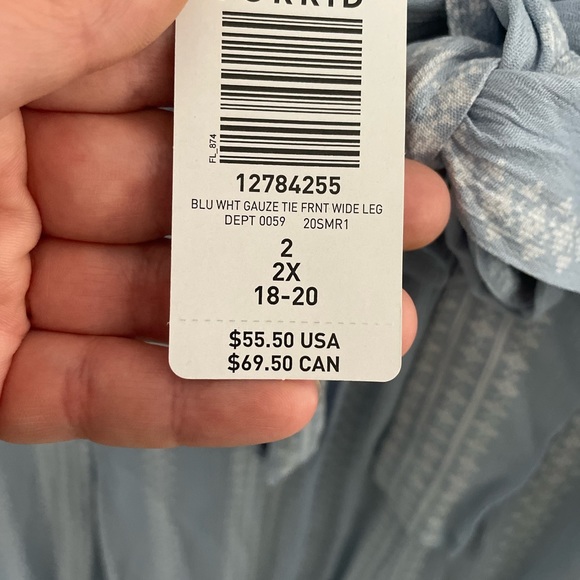 NWT Torrid Blue and White Wide Leg Gauze Pants - Picture 8 of 8